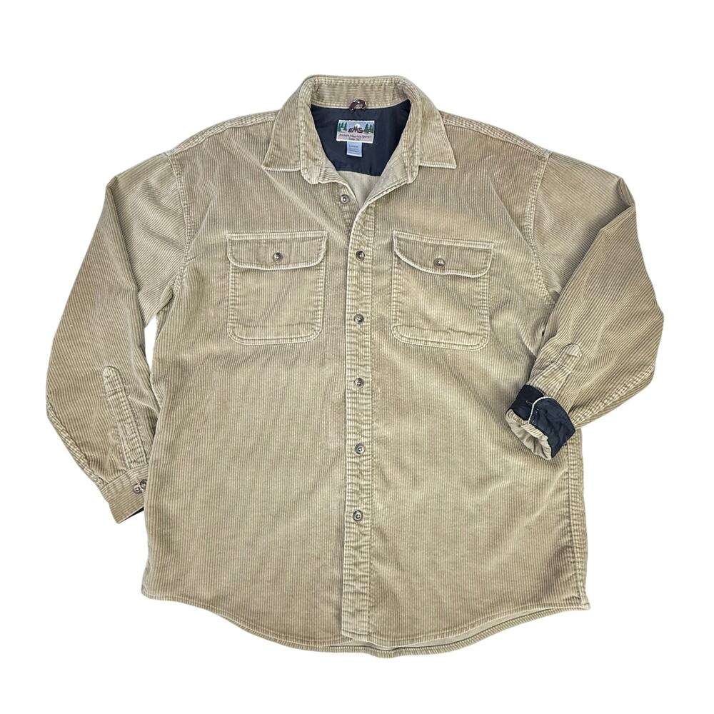 Vintage Eastern Mountain Sports Corduroy Shirt Large Button Down Shacket Tan